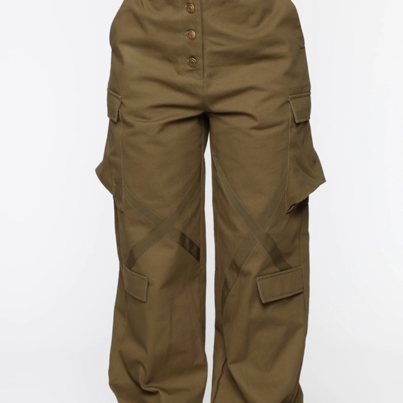 Amelia Oversized Cargo Pants - Olive - Picture 4 of 4